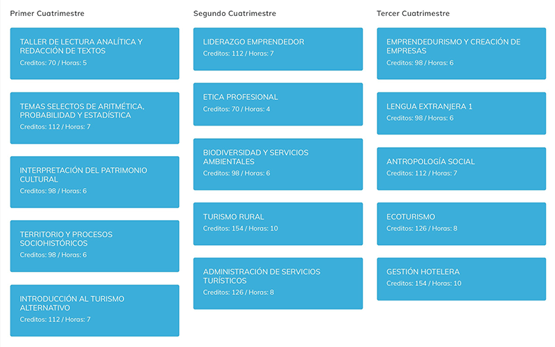 MAPA CURRICULAR TURISMO