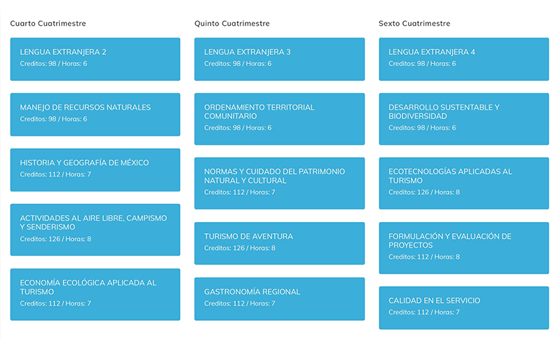 MAPA CURRICULAR TURISMO