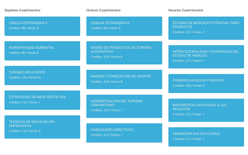 MAPA CURRICULAR TURISMO
